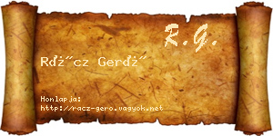 Rácz Gerő névjegykártya